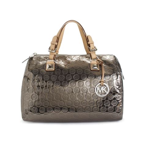 michael michael kors grayson small jet set monogram satchel nickel